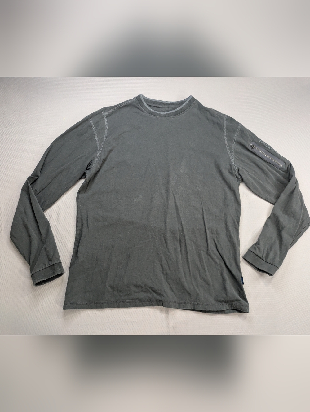 Kuhl Kommando Crew Shirt Mens Medium Gray Wildfibre Long Sleeve Pocket Pullover